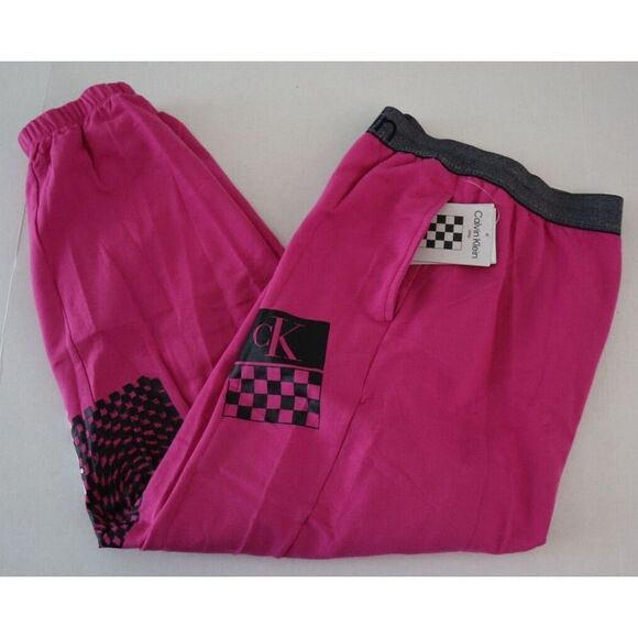 Calvin Klein NM2438510 Men's Sz L Pink/Black "CK" Logo Lounge Jogger Pants $60 - Picture 9 of 11
